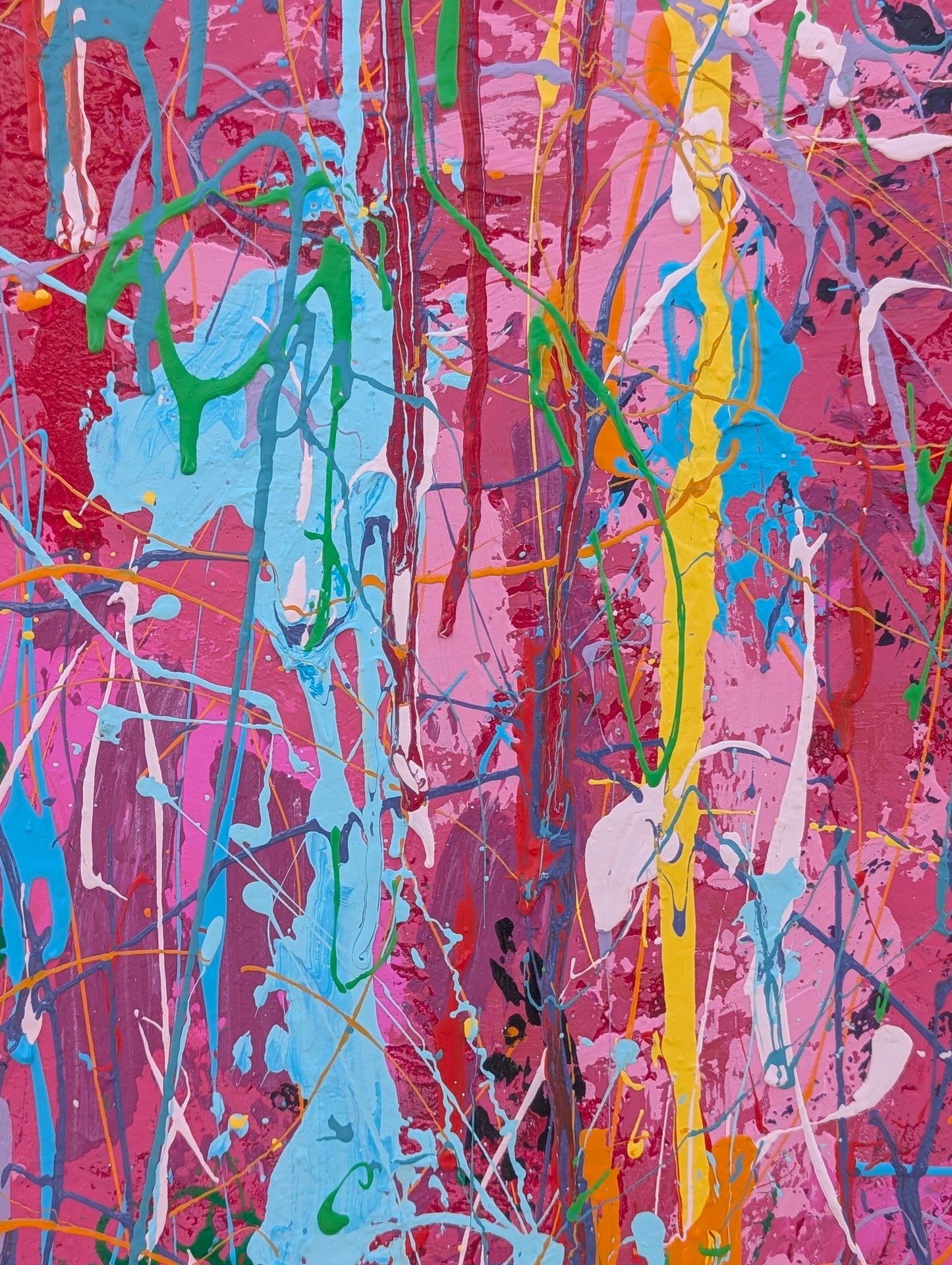 KASSANDRA D'ALESSANDRO, Contemporary Colorful Pink, Teal, & Yellow Abstract Painting, 2019