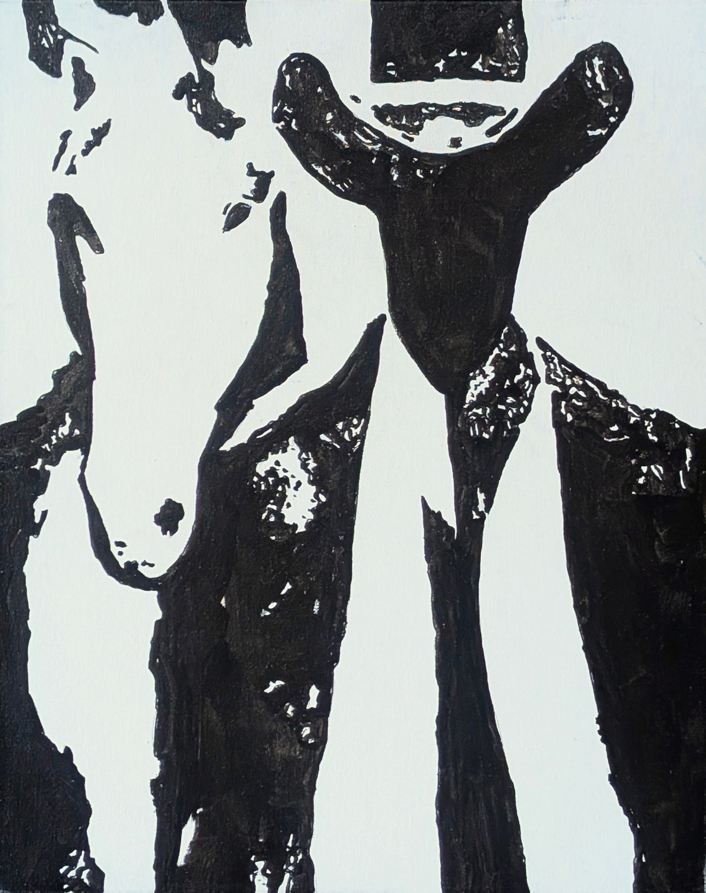 ROBIN BAKER, Contemporary Black and White Abstract Western Cowboy and Horse Painting, 2026