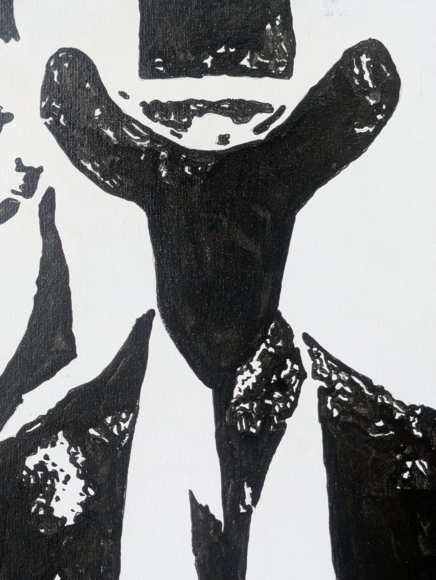 ROBIN BAKER, Contemporary Black and White Abstract Western Cowboy and Horse Painting, 2026
