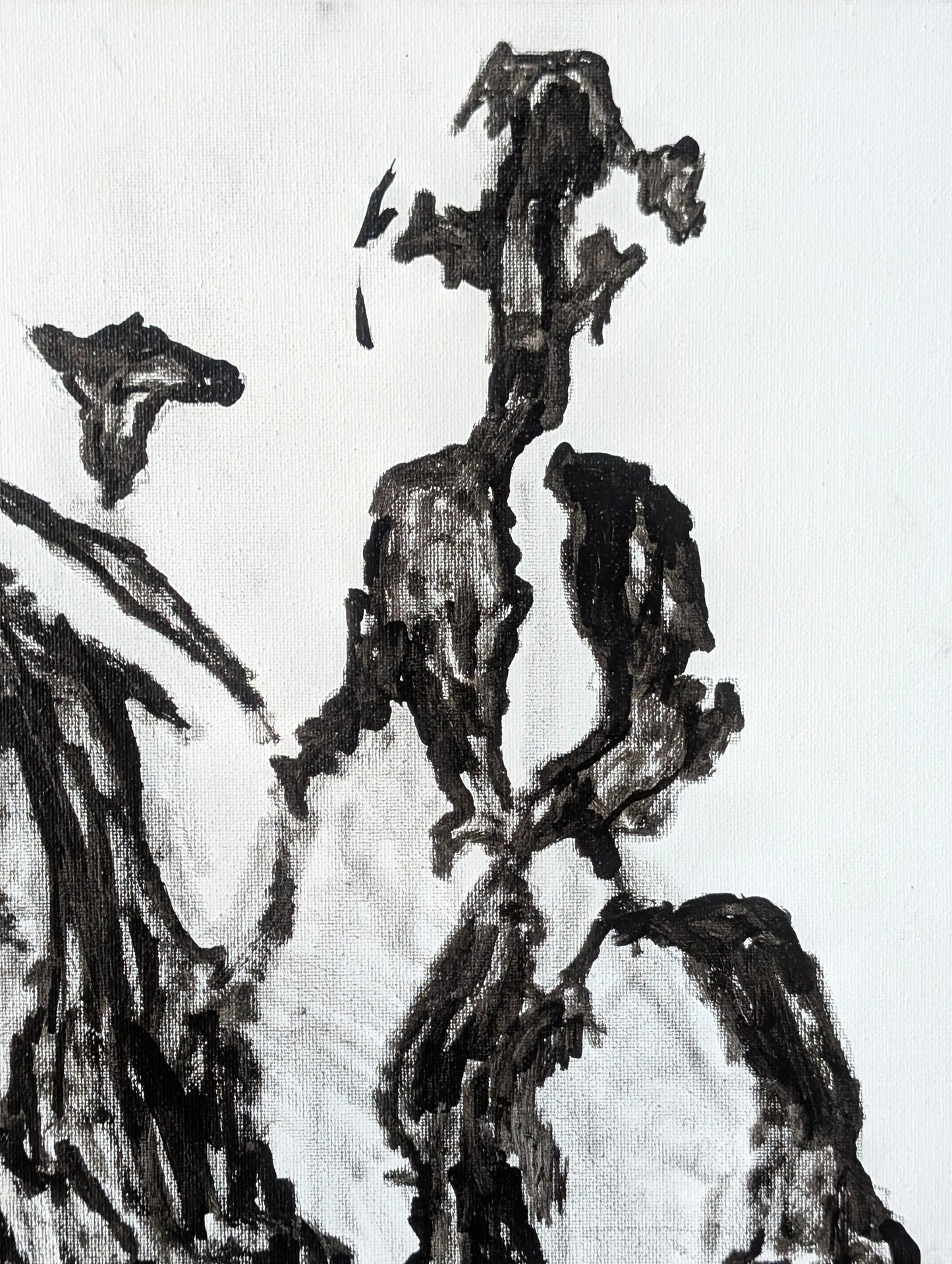 ROBIN BAKER, Contemporary Black and White Painting of Cowboys on Horseback, 2026