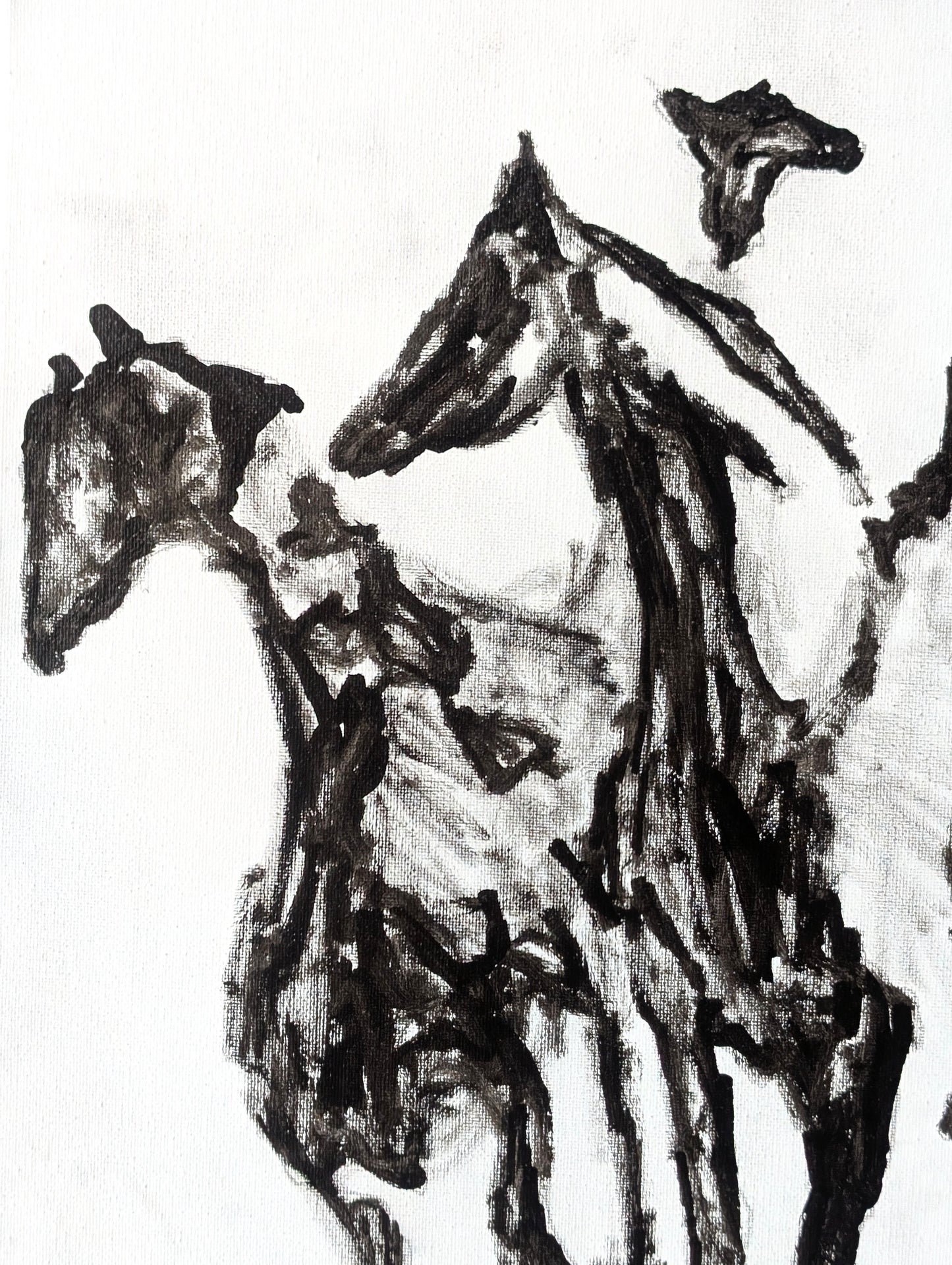 ROBIN BAKER, Contemporary Black and White Painting of Cowboys on Horseback, 2026