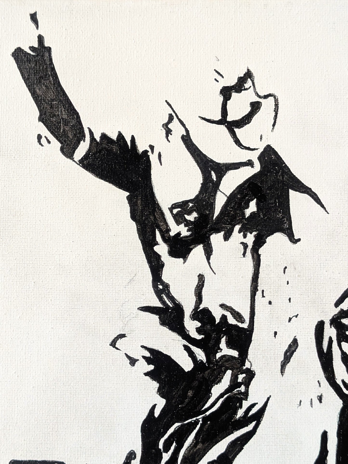 ROBIN BAKER, Contemporary Black and White Painting of a Western Cowboy Riding a Horse, 2026