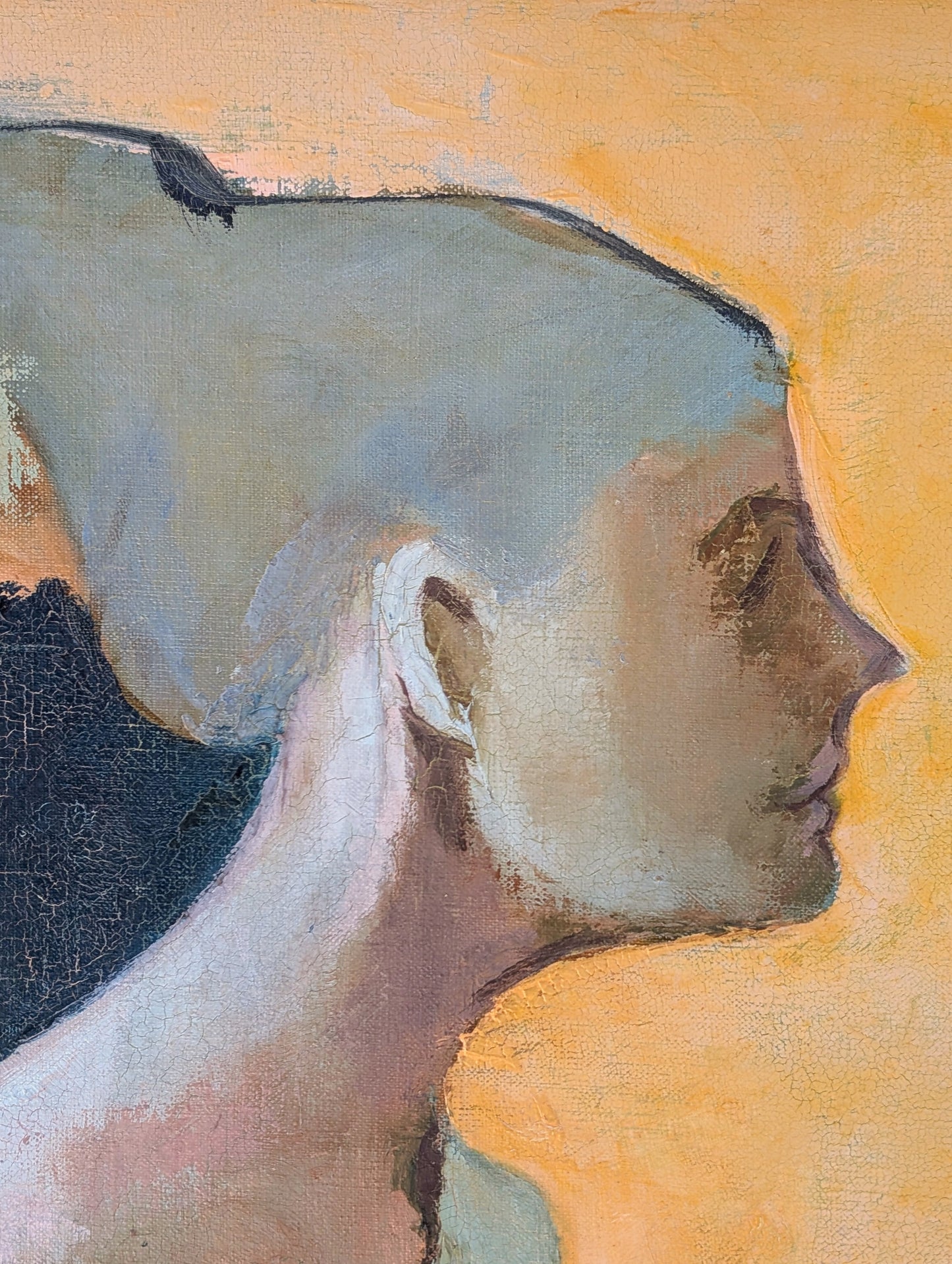 BAIZAN, Modern Side Profile Seated Portrait of a Female Figure, 1966