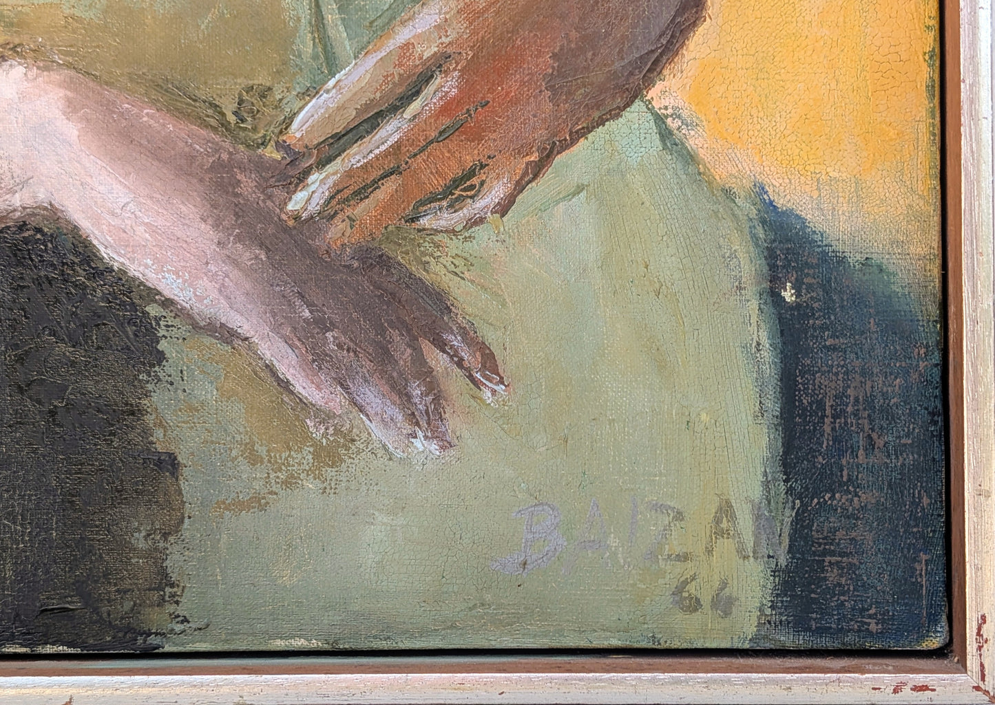 BAIZAN, Modern Side Profile Seated Portrait of a Female Figure, 1966
