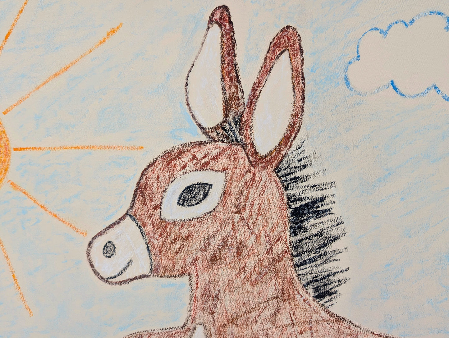 WOOD FANCHER ANTHONY, Contemporary Colorful Oil Painting of a Donkey in a Field, 2026