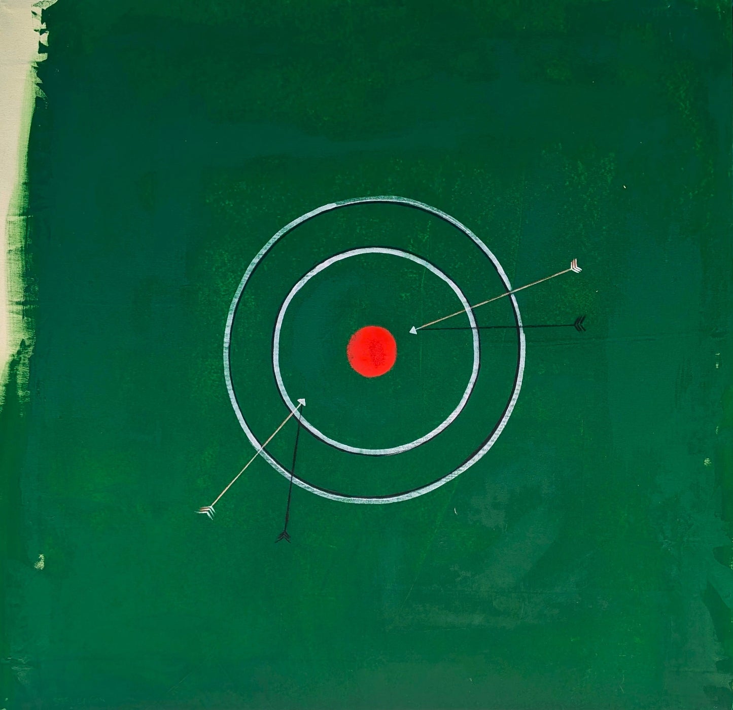 NICK STEVENSON, "Dos Bullseye" Contemporary Arrow and Target Painting Against Green, 2026