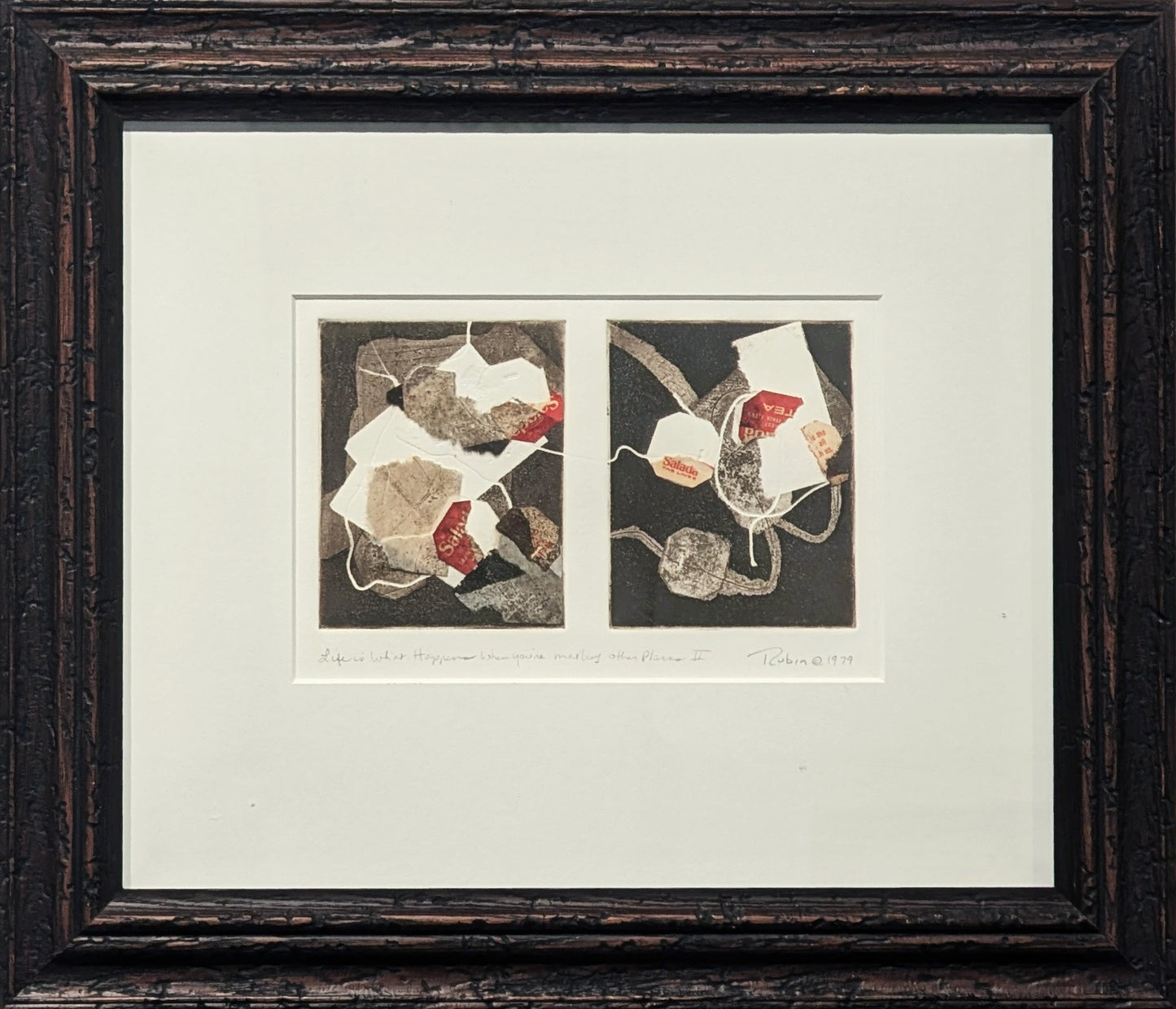 "Life is What Happens When You're Making Other Plans II" Black, White, & Red Abstract Mixed Media Collage, 1979