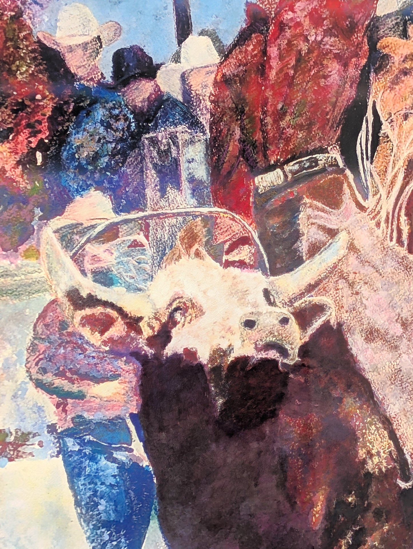 MICHAEL J. ABRAHAM, "Bull Rider" Contemporary Abstract Western Cowboy Riding a Bull at the Rodeo, 2026