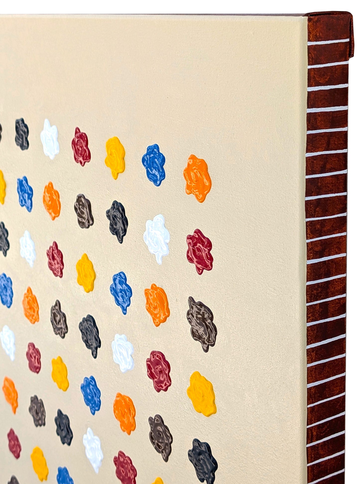 TINA RUYI, "Blobs!" Contemporary Blue, Red, Yellow, & Orange Abstract Painting of a Grid of Blob Shapes, 2026