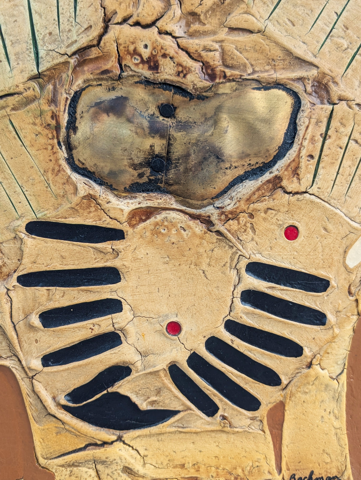 DAVE BACHMAN, "Four Shots- Wind, Rain, and Sun" Modern Neutral Cream Toned Textural Mixed Media Abstract Painting, 20th Century