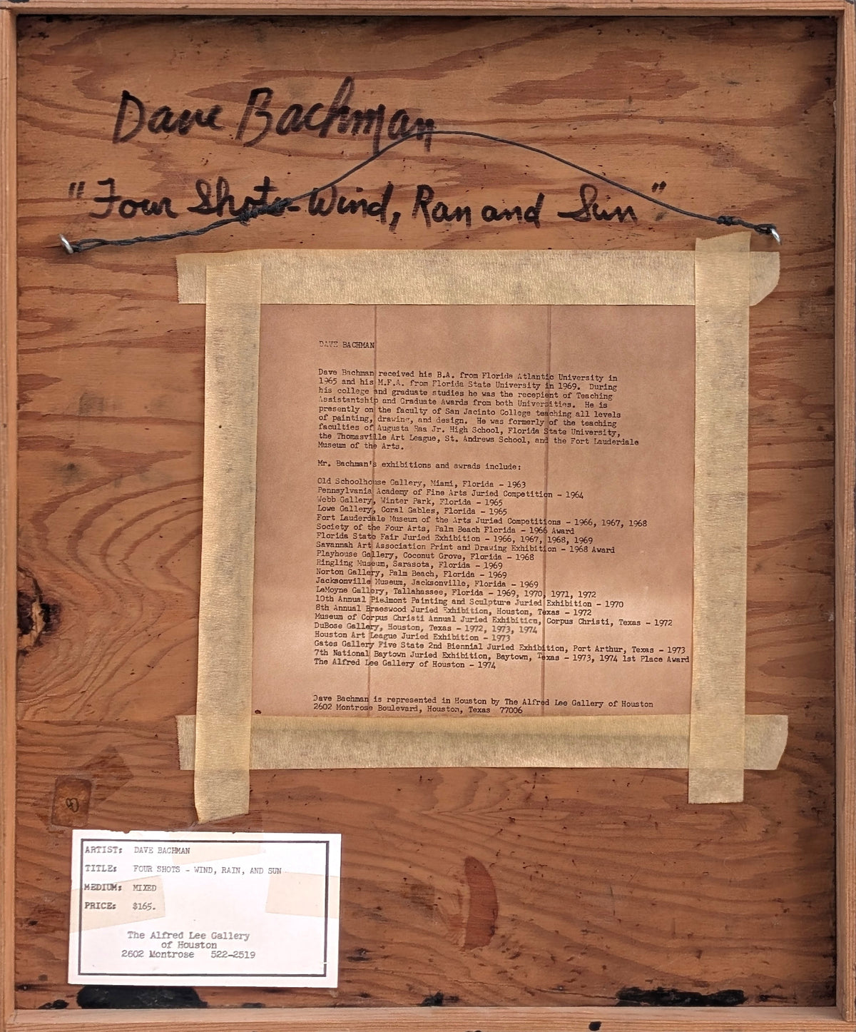 DAVE BACHMAN, "Four Shots- Wind, Rain, and Sun" Modern Neutral Cream Toned Textural Mixed Media Abstract Painting, 20th Century