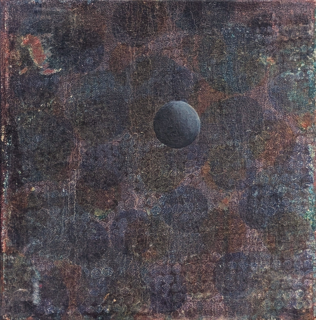 SARA SOSNOWY, "Sphere Series 35" Contemporary Dark Toned Geometric Abstract Painting, 1990