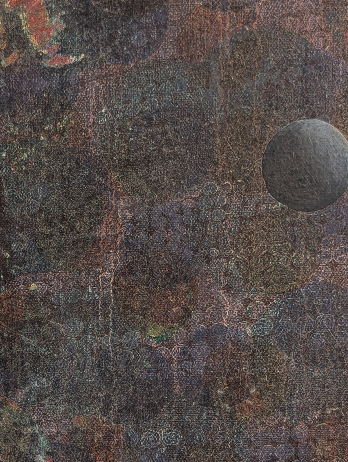 SARA SOSNOWY, "Sphere Series 35" Contemporary Dark Toned Geometric Abstract Painting, 1990