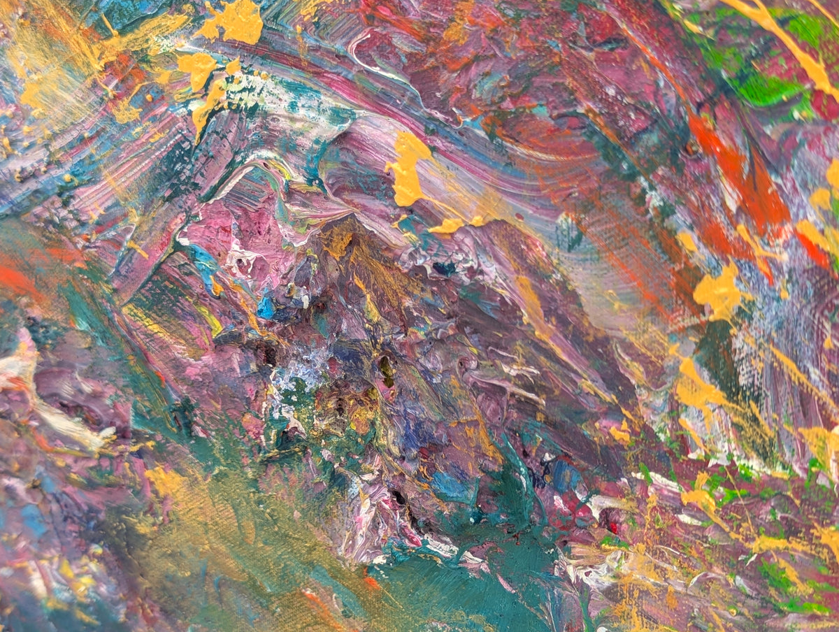 UNKNOWN, "Destiny Says" Contemporary Jewel Toned and Gold Gestural Textured Abstract Painting