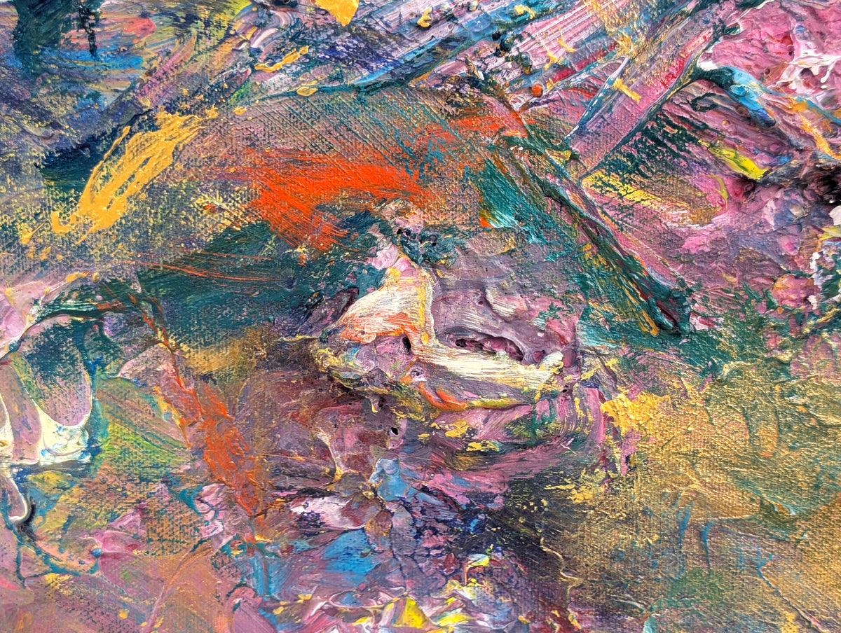 UNKNOWN, "Destiny Says" Contemporary Jewel Toned and Gold Gestural Textured Abstract Painting