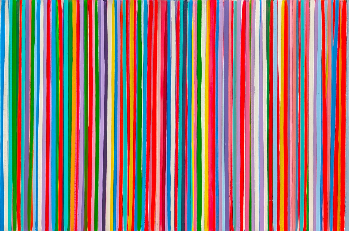KASSANDRA D'ALESSANDRO, "Where Color Meets #2" Contemporary Colorful Linear Abstract Line Painting, 2025