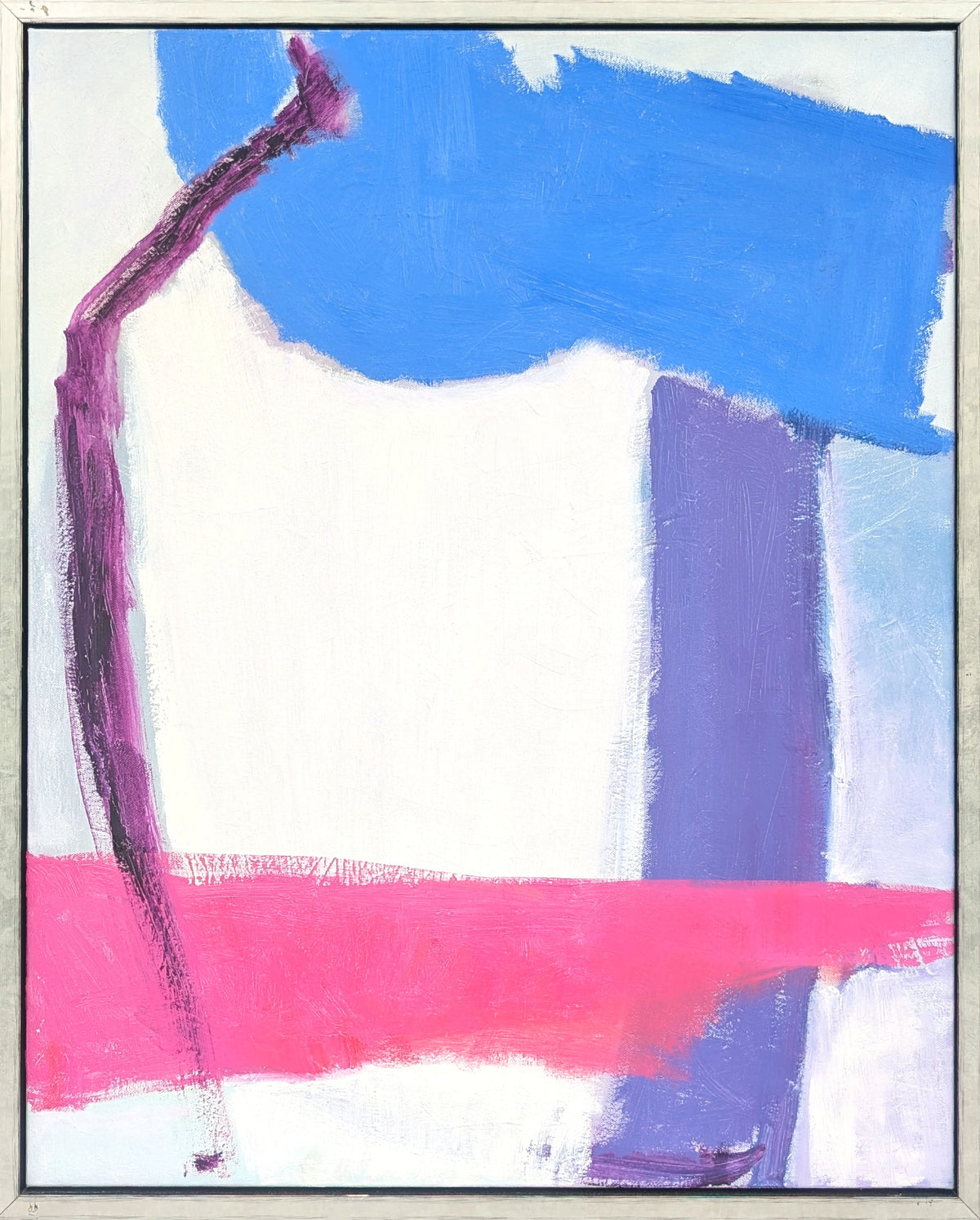 FRANCES CARTER STEPHENS, "Winter Garden" Contemporary Blue, Pink, and White Gestural Abstract Painting, 2014