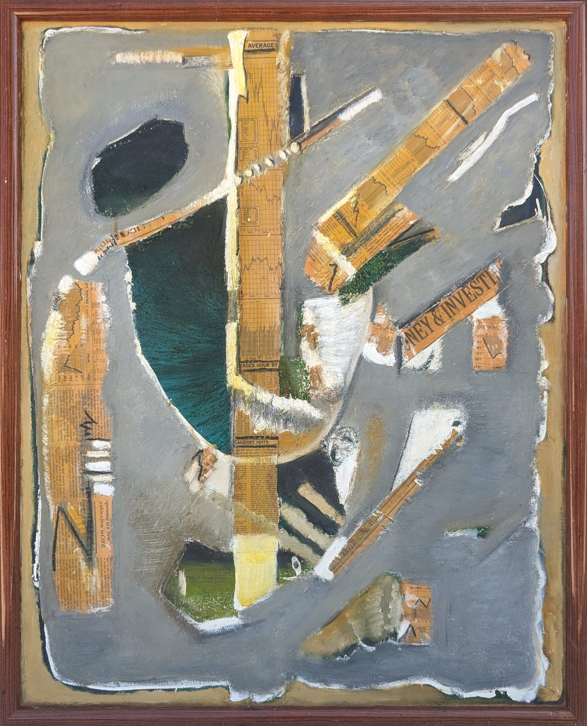 BECKY SORIA, Modern Neutral Toned Mixed Media Abstract Collage Painting