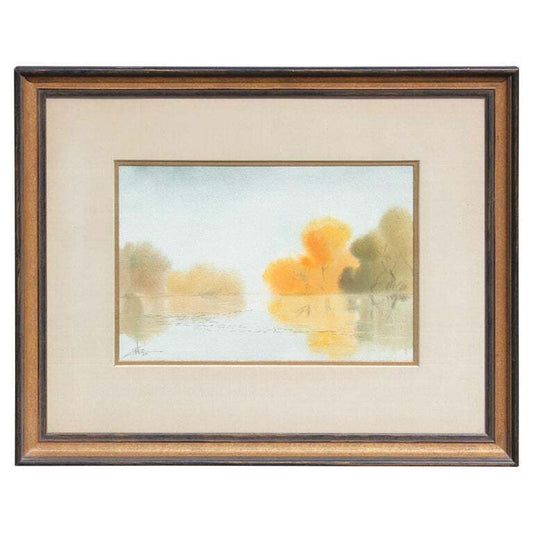 WILLIAM ZANER, Watercolor Landscape View of a Lake, 1965